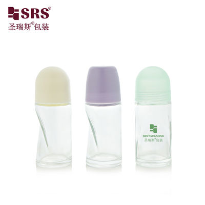 কেনা BLPG-B-50ml Empty round Clear glass personal care roll bottle vial container with pP massage ball অনলাইনে উৎপাদন