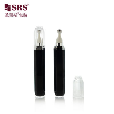 L002-15/20ML কালো এক্রাইলিক চোখের রোলার বোতল স্টিলের বলের সাথে আকৃতির অষ্টাগন