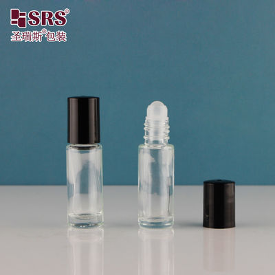 4ml 5ml 8ml 10ml কালো সলিড কালার স্ক্রু ক্যাপ ওয়াল গ্লাস রোল অন বোতল পিপি বল পারফিউম অয়েল