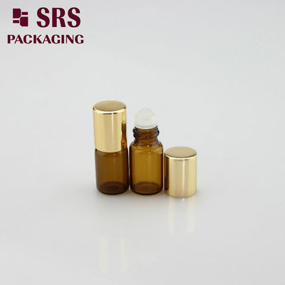 অ্যালুমিনিয়াম ক্যাপ সহ বোতলে SRS খালি 2ml অ্যাম্বার মিনি গ্লাস পারফিউম রোল
