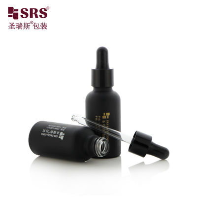 D001-50ml কাস্টমাইজযোগ্য লেবেল খালি ড্রপপার বোতল কালো ম্যাট লেপ নকশা ব্যক্তিগত যত্নের জন্য ত্বকের যত্ন পণ্য সোনার হটফোয়েল স্ট্যাম্পিং লোগো পরিষেবা