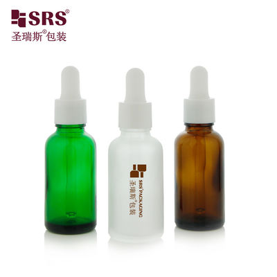 D001-50ml পরিবেশ বান্ধব খালি বৃত্তাকার কাঁধ গ্লাস শরীরের তেল ড্রপপার বোতল সিল্কস্ক্রিন প্রিন্টিং লোগো কাস্টমাইজেশন হোয়াইট ড্রপপার ক্যাপ এবং স্কিন কেয়ার প্যাকেজিং জন্য সিলিকন হ্যান্ডেল