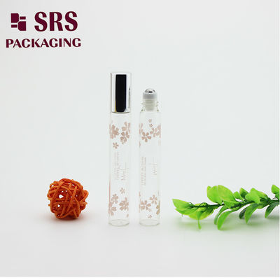 সিলভার অ্যালুমিনিয়াম ক্যাপ সহ বোতলে SRS 10ml স্বচ্ছ রঙের প্রয়োজনীয় তেল গ্লাস রোল