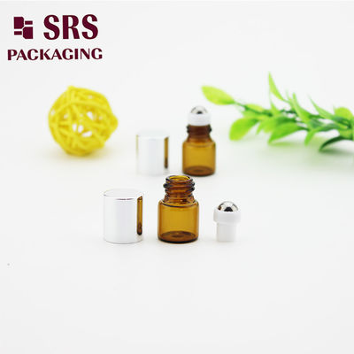 সিলভার অ্যালুমিনিয়াম ক্যাপ সহ বোতলে SRS খালি 1ml অ্যাম্বার মিনি গ্লাস রোল