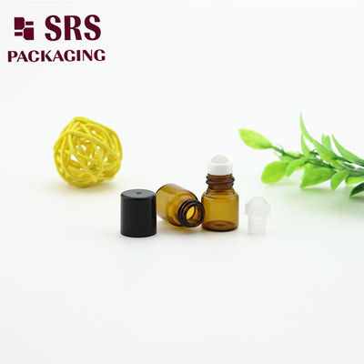 SRS কালো প্লাস্টিকের ক্যাপ সহ বোতলে খালি 1 মিলি অ্যাম্বার গ্লাস রোল