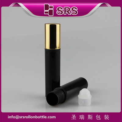 SRS উচ্চ মানের কালো রঙের প্লাস্টিকের 10ml পারফিউম বোতল প্লাস্টিকের রোলার বল সহ