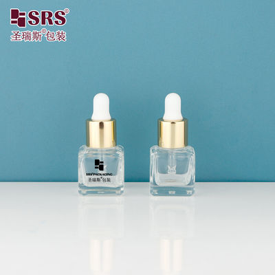 D392-8ml ল্যাবরেটরি স্কয়ার ক্লিয়ার খালি গ্লাস ড্রপপার বোতল কালো সিল্কসক্রিন প্রিন্টিং লোগো কাস্টমাইজেশন