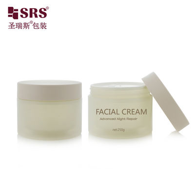 SRSJK-250g ইকো ফ্রেন্ডলি ফ্রিজড ক্লিয়ার প্লাস্টিক ক্রিম জার ল্যাবরেটরি ডাবল ওয়াল জার ডাবল সিলিন্ডারিকাল আকারের জার প্যাকেজিং সহ কসমেটিক্সের জন্য
