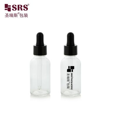 D001-50ml ব্যক্তিগত যত্ন ফার্মাসিউটিক্যাল খালি স্বচ্ছ স্বচ্ছ কাঁচের উপাদান ড্রপপার বোতল কাঁচ এবং সিল্কস্ক্রিন লোগো কাস্টমাইজেশন সহ