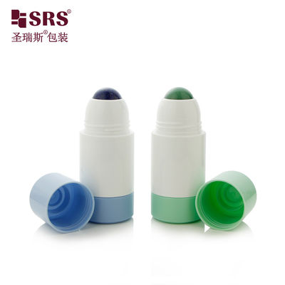 RPPE 50ml খালি পুনরায় ব্যবহারযোগ্য বড় আকারের 50ML 75ML পিপি পিসিআর প্লাস্টিকের রোলার বোতল রত্ন বল সহ
