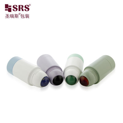 RPPE 50ml পুনরায় পূরণযোগ্য প্রাথমিক রোল অন বোতল প্যাকেজ প্রাকৃতিক পাথর বল সহ অ্যান্টিপারস্পির্যান্ট অ্যাপ্লিকেটর ধারণ করার জন্য