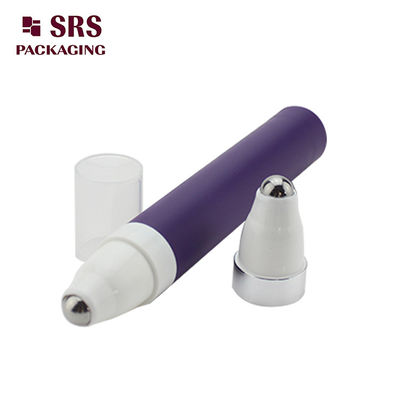 SRS 15ml বেগুনি রঙের বায়ুহীন চোখের ক্রিম স্টিলের বলের সাথে বোতলে রোল