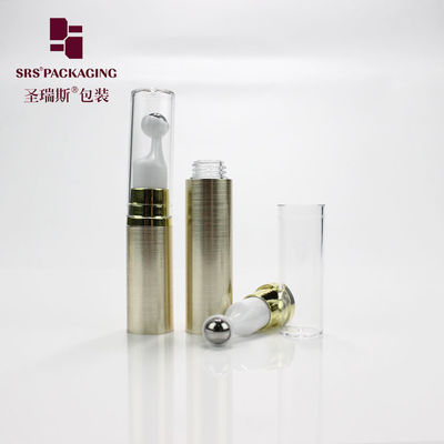 খালি প্লাস্টিকের কসমেটিক সোনার রঙ 5ml 10ml 12ml 15ml মিনি চোখের ক্রিম রোলার বোতল