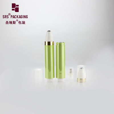 শূন্য কসমেটিক 10ml সবুজ রঙ প্রেস বায়ুহীন পাম্প বোতল উপর প্লাস্টিক রোল