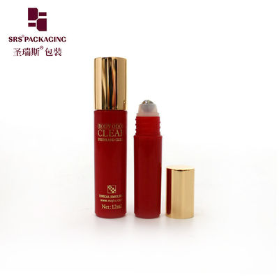 RPA-5ML বাল্ক দাম লাল খালি রোলার বোতল চোখের যত্নের জন্য চোখের নীচে গোল্ড স্ক্রু ক্যাপ সহ রোলার বল কারখানার বিক্রয়